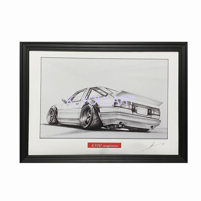 車の絵を飾りたい人にオススメ！『プロの色鉛筆イラスト作品原画！フレーム付き！』 車の絵を飾りたい人にオススメ！『プロの色鉛筆イラスト作品原画