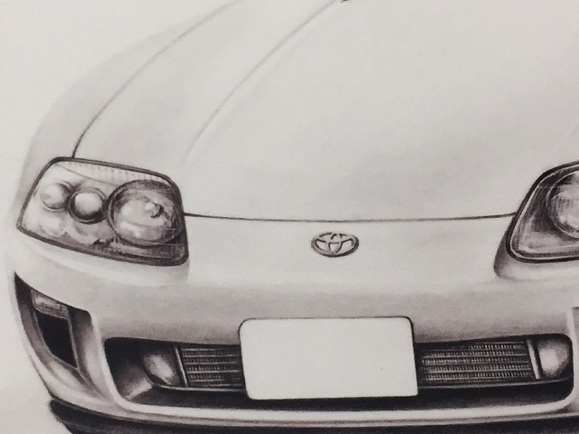 市場 Toyota 230ｍｍx318ｍｍ 作者直筆サイン入り 名車 サイズ 絵画 旧車 デッサン A80 スープラ 絵 ノスタルジックカー イラスト 額付き トヨタ 鉛筆画