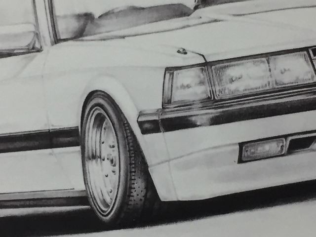 トヨタ ソアラz10 作者直筆サイン入り 絵画 230ｍｍx318ｍｍ 鉛筆画 サイズ デッサン 後期 ノスタルジックカー イラスト 名車 絵 額付き 旧車