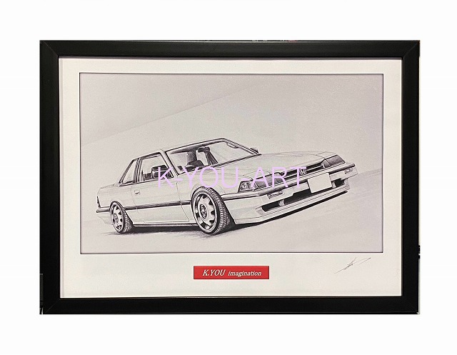 車の鉛筆画 木製フレーム付き 車の鉛筆画 木製フレーム付き 車の鉛筆画
