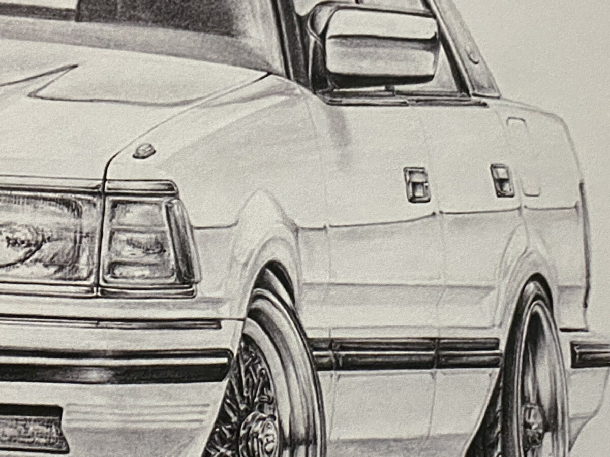 市場 Toyota 絵画 1クラウン 絵 イラスト 旧車 サイズ トヨタ 名車 ノスタルジックカー 230ｍｍx318ｍｍ デッサン 鉛筆画