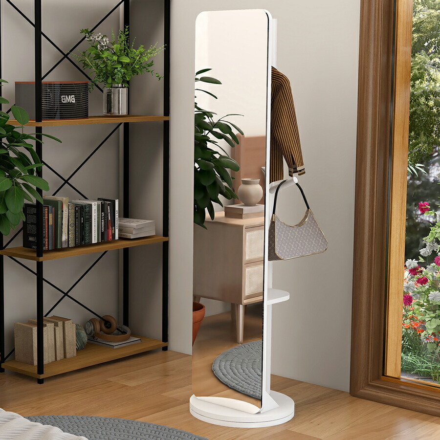 24H限定☆15％OFF】全身鏡 収納 姿見 ハンガーラック ミラー 姿見