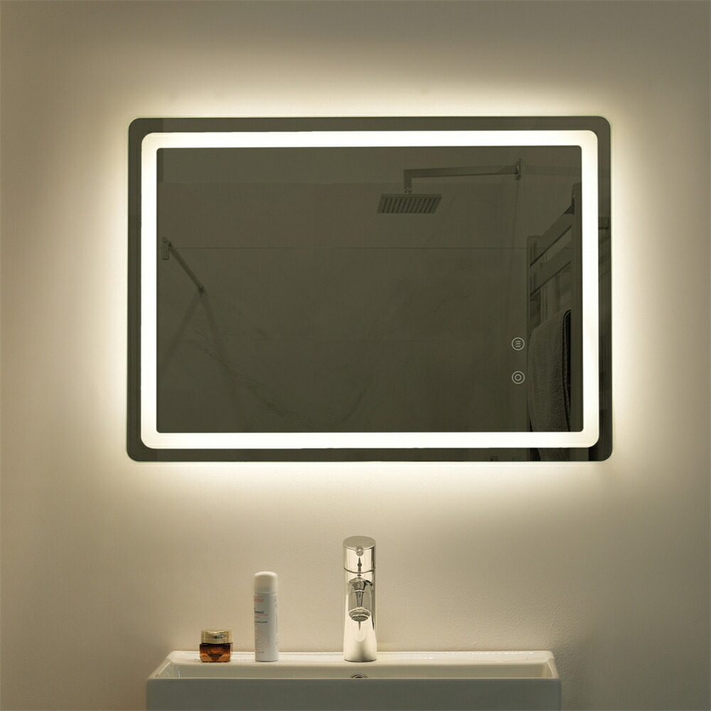 楽天市場】LED浴室ミラー 角型 50*70CM 横掛け縦掛け可能