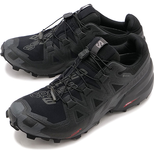 サロモン SALOMON メンズ トレイルランニングシューズ ゴアテックス [L41738600 FW23] SPEEDCROSS 6 GTX 靴 スニーカー 防水 アウトドア Black/Black/Phantom 黒 ブラック系 正規取扱店【cp】｜mischief シューズ＆アパレル