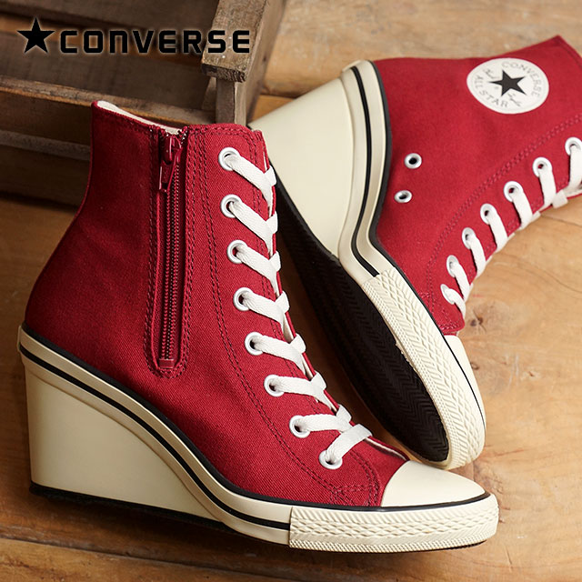 red converse wedges