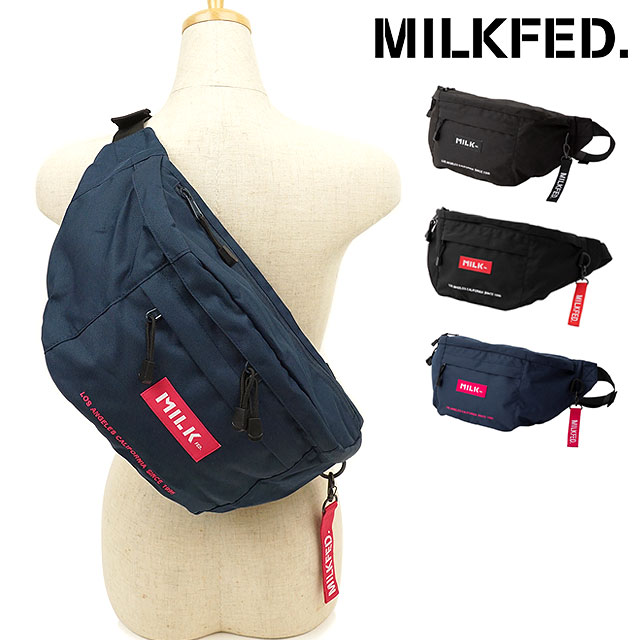 楽天市場 ミルクフェド Milkfed 斜め掛け バー アンド アンダーロゴ ビッグ ファニーパック Bar Under Logo Big Fannypack メンズ レディース ウェストバッグ Fw19 Mischief