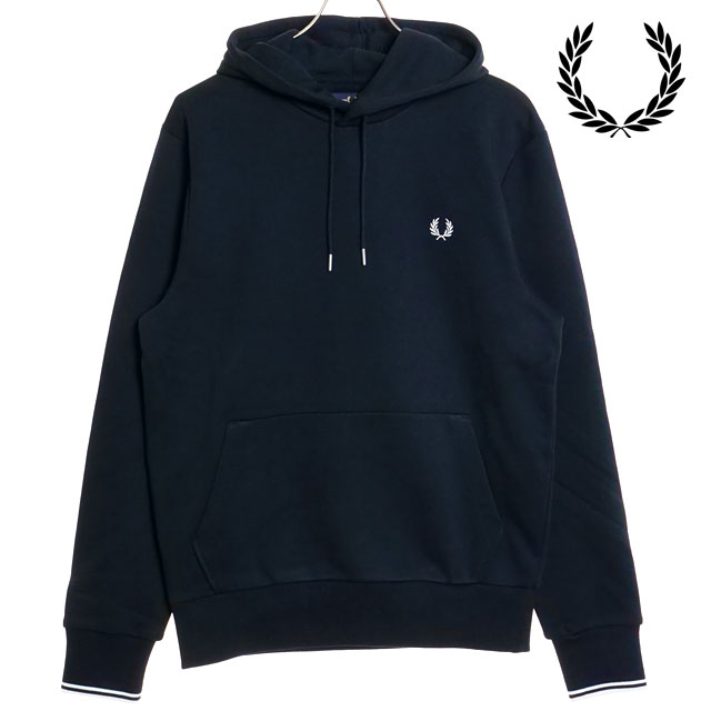 フレッドペリー FRED PERRY メンズ ティップド フーデッドスウェットシャツ [M2643-248 FW23]　フレッド・ペリー FREDPERRY TIPPED HOODED SWEATSHIRT トップス プルオーバー パーカー NAVY 紺 ネイビー系 正規取扱店