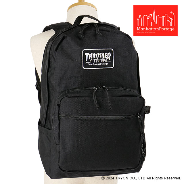 マンハッタンポーテージ Manhattan Portage タウンセンド バックパック スラッシャー [MP2236EPTHRASHER FW24] Townsend Backpack Embroidered Patch THRASHER メンズ・レディース 鞄 リュック デイパック コラボ Black 正規取扱店【cp】｜mischief シューズ＆アパレル