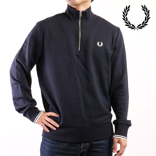【美品】FRED PERRY フレッド・ペリー ハーフジップスウェット S 黒 FRED PERRY（フレッドペリー） トレーナー スウェット Half Zip