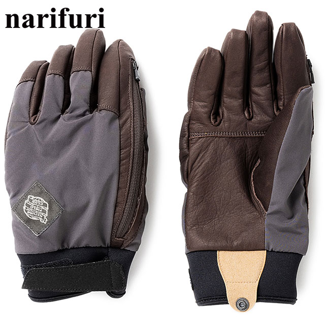 【20%OFF/SALE】コラボ ナリフリ narifuri × SoH NFC レザーコンビグローブ [NFSO-05 FW24] メンズ・レディース 手袋 日本製 自転車 バイク アウトドア CHARCOAL 正規取扱店【ts】【e】