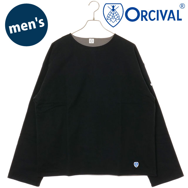 【30%OFF/SALE】【ラスト1着】オーシバル ORCIVAL ボートネック ロングスリーブプルオーバー [OR-C0496-MMZ FW25] BOAT NECK L/S PULLOVER 日本製 メンズ トップス カットソー 長袖Tシャツ BLACK/CHARCOAL 正規取扱店【ts】【e】