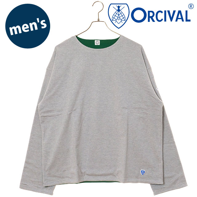 【30%OFF/SALE】オーシバル ORCIVAL ボートネック ロングスリーブプルオーバー [OR-C0496-BXM FW25] BOAT NECK L/S PULLOVER 日本製 メンズ トップス カットソー 長袖Tシャツ ボーダー GREY-STRIPE/GREEN 正規取扱店【ts】【e】｜mischief シューズ＆アパレル