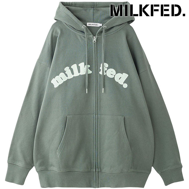ミルクフェド MILKFED. アーチクーパーロゴ ジップアップフーディー [103253012001 FW25] ARCH COOPER LOGO ZIP UP HOODIE レディース トップス フルジップパーカー 羽織り ゆったり OLIVE 正規取扱店 楽天市場】ミルクフェド MILKFED. アーチクーパーロゴ ジップアップ