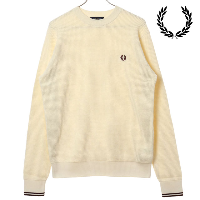 【20%OFF/SALE】【ラスト1着】フレッドペリー FRED PERRY メンズ ワッフルステッチジャンパー [K6507-560 FW25]　フレッド・ペリー FREDPERRY WAFFLE STITCH JUMPER トップス セーター クルーネックニット ECRU 正規取扱店【ts】【e】