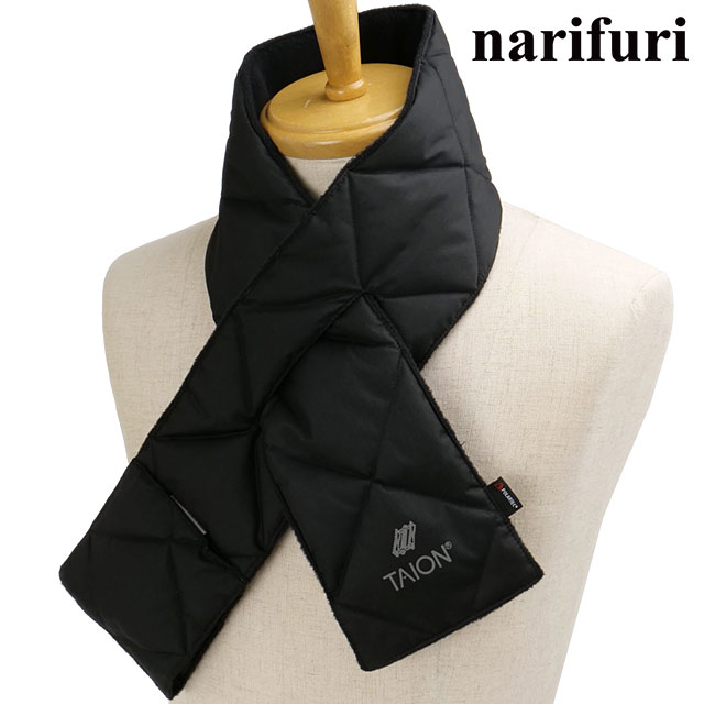 ナリフリ narifuri TAION リバーシブルダウンキルトマフラー [NFTA-10 FW25] メンズ・レディース タイオン コラボ ネックウォーマー BLACK 正規取扱店【cp】