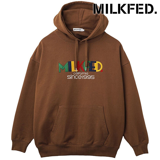 【30%OFF/SALE】ミルクフェド MILKFED. レトロロゴフェルトパッチ スウェットフーディー [103254012011 FW25] RETRO LOGO FELT PATCH SWEAT HOODIE レディース トップス プルオーバーパーカー ブラウン 正規取扱店【ts】【e】
