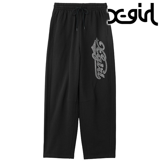 エックスガール X-girl ラインストーン スウェットパンツ [105254031004 FW25] RHINESTONE CURSIVE LOGO SWEAT PANTS レディース xgirl ボトムス ワイドパンツ ブラック 正規取扱店