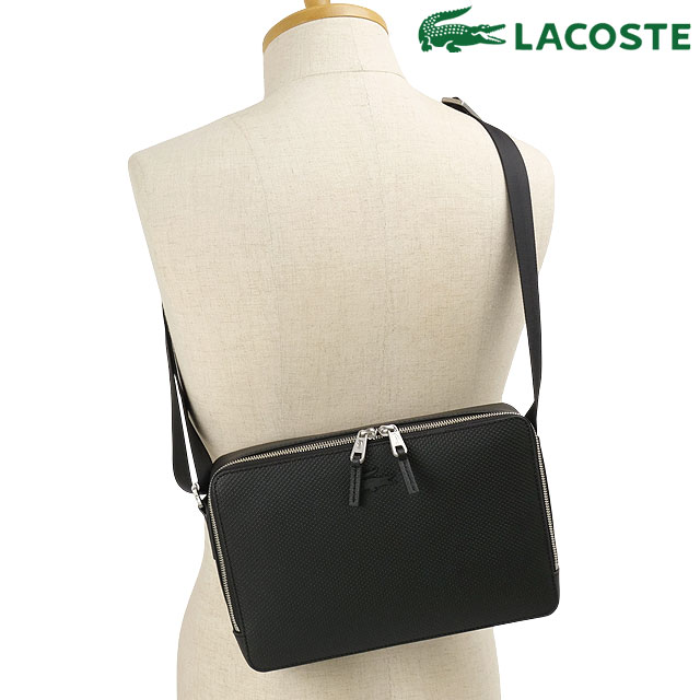 ラコステ LACOSTE CHANTACOスクエアショルダーバッグ [NH3270CE-000 FW26] メンズ ユニセックス 鞄 ショルダーバッグ 斜め掛け ブラック 正規取扱店｜mischief シューズ＆アパレル