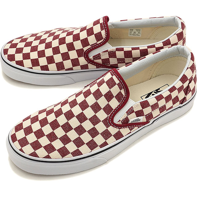 vans classic slip on rhubarb & white checkerboard vans classic slip on rhubarb & white checkerboard