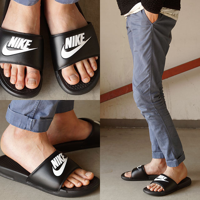 nike benassi on feet