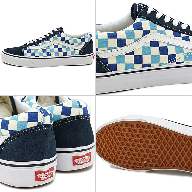 blue old skool vans checkerboard
