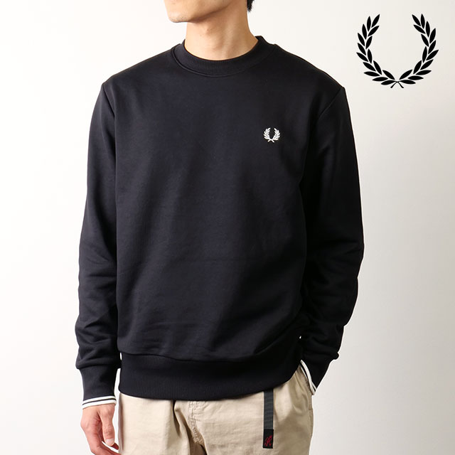 フレッドペリー FRED PERRY メンズ クルーネック スウェットシャツ [M7535-184]　フレッド・ペリー FREDPERRY CREW NECK SWEATSHIRT トップス トレーナー 長袖 BLACK 正規取扱店