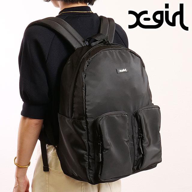 X-girl エックスガール ナップサック　黒 FAUX LEATHER KNAPSACK（バックパック/リュック）｜X-girl
