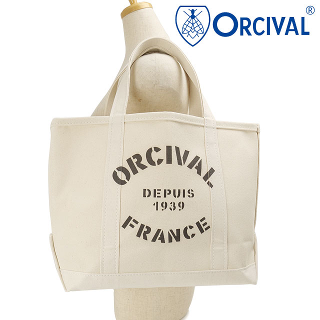 オーシバル ORCIVAL プリントトートバッグ ミディアム [OR-H0360-KWC SS25] PRINT TOTE BAG MEDIUM 日本製 メンズ・レディース 鞄 キャンバストート 中サイズ 帆布 ECRU/BLACK-PRINT 正規取扱店