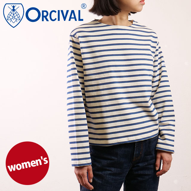 オーシバル ORCIVAL クルーネック ロングスリーブプルオーバー [#B259 SS25] CREW NECK L/S P.O. フランス製 レディース トップス カットソー 長袖Tシャツ ボーダー ECRU/INDIGO 正規取扱店