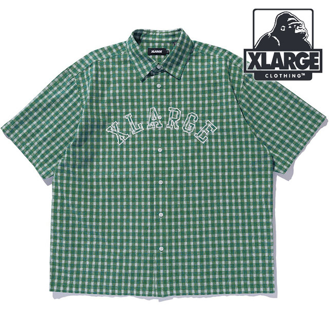 XLARGE DRAWING ワークシャツ グリーン エクストララージ エクストララージ XLARGE メンズ ドローイング OG ショート