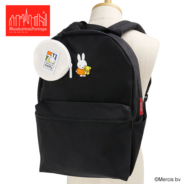 マンハッタンポーテージ Manhattan Portage ダフォディル バックパック 500D コーデュラ ミッフィー 70周年 [MP1241MF70] DAFFODIL BACKPACK 500D CORDURA MIFFY 70TH 鞄 リュック デイパック 記念ポーチ付き Black 正規取扱店【cp】｜mischief シューズ＆アパレル