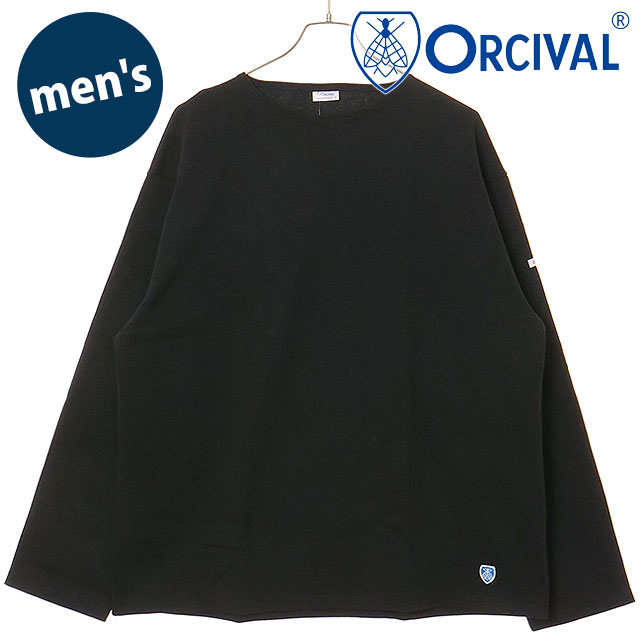 オーシバル ORCIVAL メンズ クルーネック ロングスリーブプルオーバー [#B573 SS26] CREW NECK L/S P.O. トップス カットソー 長袖Tシャツ フランス製 黒 BLACK 正規取扱店