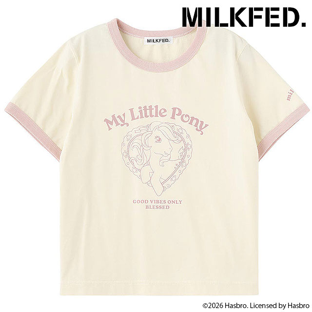 コラボ ミルクフェド MILKFED. レディース マイリトルポニー リンガーショートスリーブTシャツ [103261011008 SS26] MILKFED. / My Little Pony RINGER S/S TEE トップス 半袖 クルーネック ホワイト系 OFF-WHITE 【メール便可】 正規取扱店