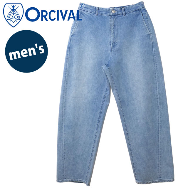 【4/15限定 最大P37倍】オーシバル ORCIVAL メンズ ワイドカーブパンツ [OR-E0301-SGB SS26] WIDE CURVE PANTS ボトムス デニムパンツ 長ズボン ブルー LT.BLUE 正規取扱店
