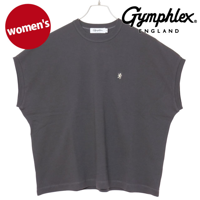ジムフレックス Gymphlex レディース クルーネック スリーブレル P.O. [#GY-C0361 FLK SS26] CREW NECK SLEEVELESS P.O. ウィメンズ トップス カットソー Tシャツ 半袖 おしゃれ スポーツカジュアル グレー DK.CHARCOAL(CREAM) 【メール便可】 正規取扱店
