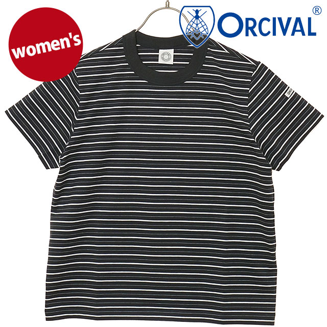 オーシバル ORCIVAL レディース クルーネック ショートスリーブプルオーバー [OR-C0415-CCF SS26] CREW NECK S/S P.O. トップス カットソー 半袖Tシャツ ボーダー 日本製 グレー CHARCOAL/WHITE/SAX（CHARCOAL-BINDER） 【メール便可】 正規取扱店