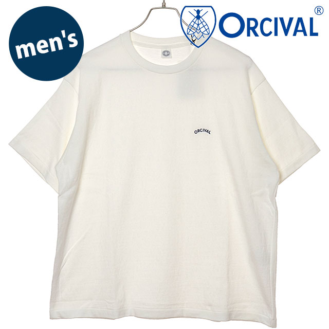 オーシバル ORCIVAL メンズ エンブロイダリー ショートスリーブTシャツ [OR-C0520-TSB SS26] EMBROIDERY SHORT SLEEVE T-SHIRT トップス カットソー 半袖 日本製 白 OFF-WHITE 【メール便可】 正規取扱店