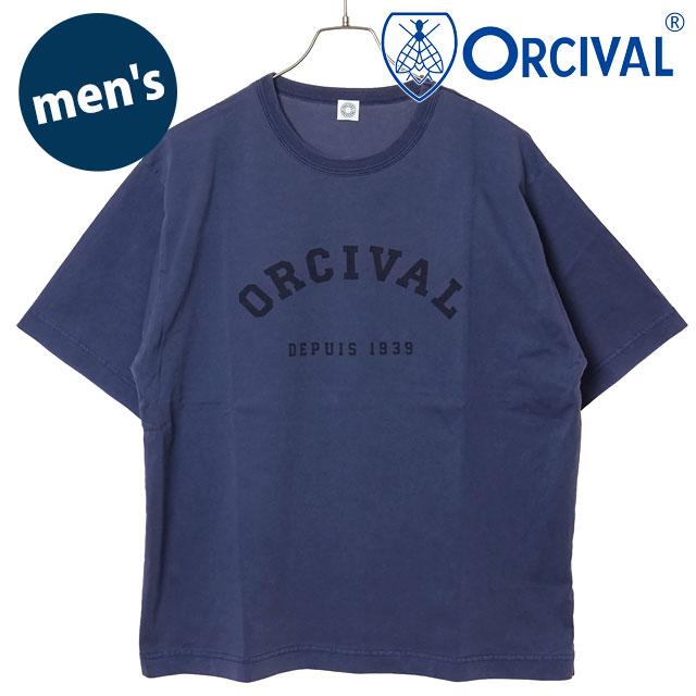 オーシバル ORCIVAL メンズ プリントTシャツ [OR-C0525-TAB SS26] PRINT T-SHIRT トップス カットソー 半袖 ネイビー NAVY 【メール便可】 正規取扱店【cp】｜mischief シューズ＆アパレル