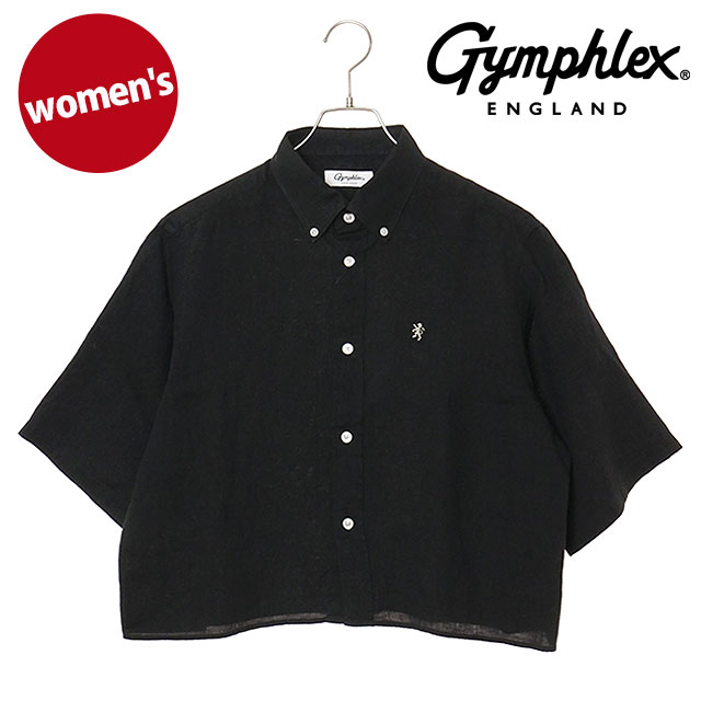 ジムフレックス Gymphlex レディース ショート ボタンダウンショツ ショートスリーブ [#GY-B0367 SKC SS26] SHORT B.D. SHIRT S/S ウィメンズ トップス ショート丈 6分袖 カジュアルシャツ ブラック BLACK(LT.GREY) 正規取扱店