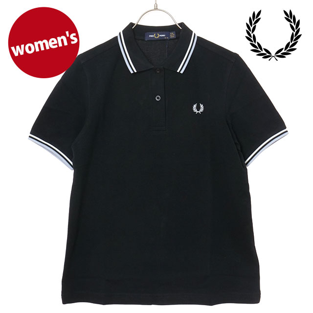 フレッドペリー FRED PERRY ポロシャツ レディース ツインティップド フレッドペリーシャツ [G3600-23C SS26Q2] TWIN TIPPED FRED PERRY SHIRT トップス 半袖 コットンピケ ブラック BLACK/SNOWWHITE/DUSKY-BLUE 正規取扱店｜mischief シューズ＆アパレル