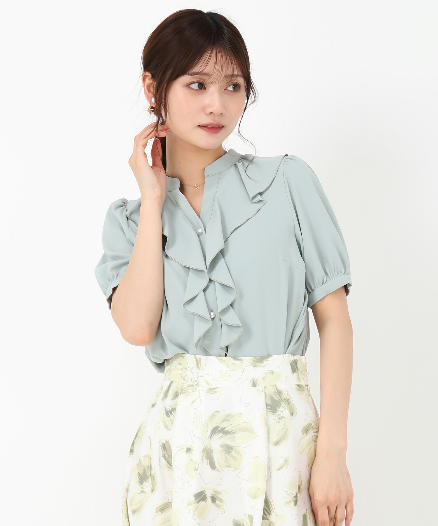 【25%OFF】【定価7,920円→5,940円】【SALEアウトレット】ラッフルフリルブラウス/MM528108/MISCH MASCH/ミッシュマッシュ/フリルブラウス/ブラウス/シアーブラウス/シアー/ラッフル/透け感 4,990円
