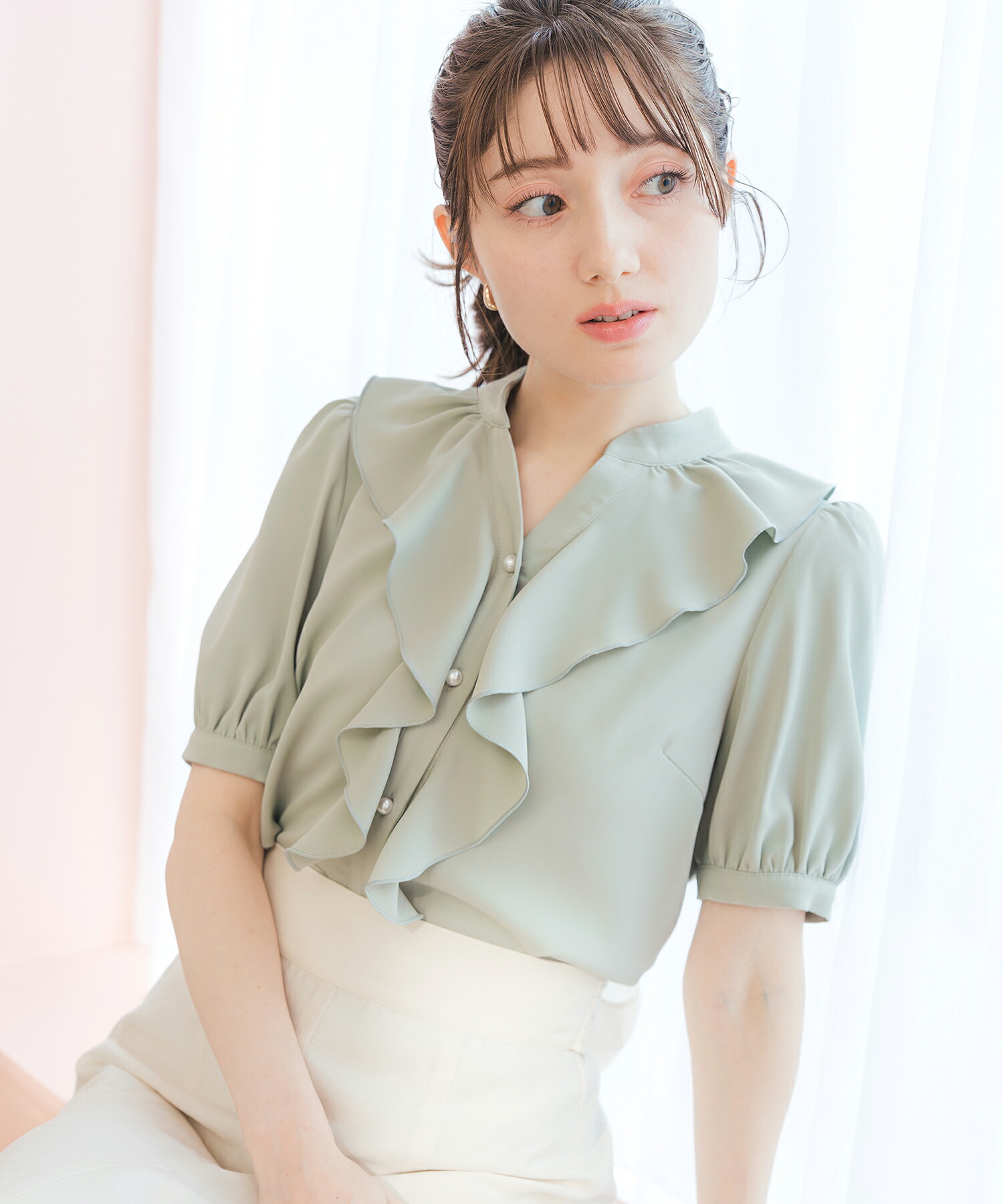 SALE／30%OFF】NOBLE シアーノイズジャガードブラウス ノーブル 