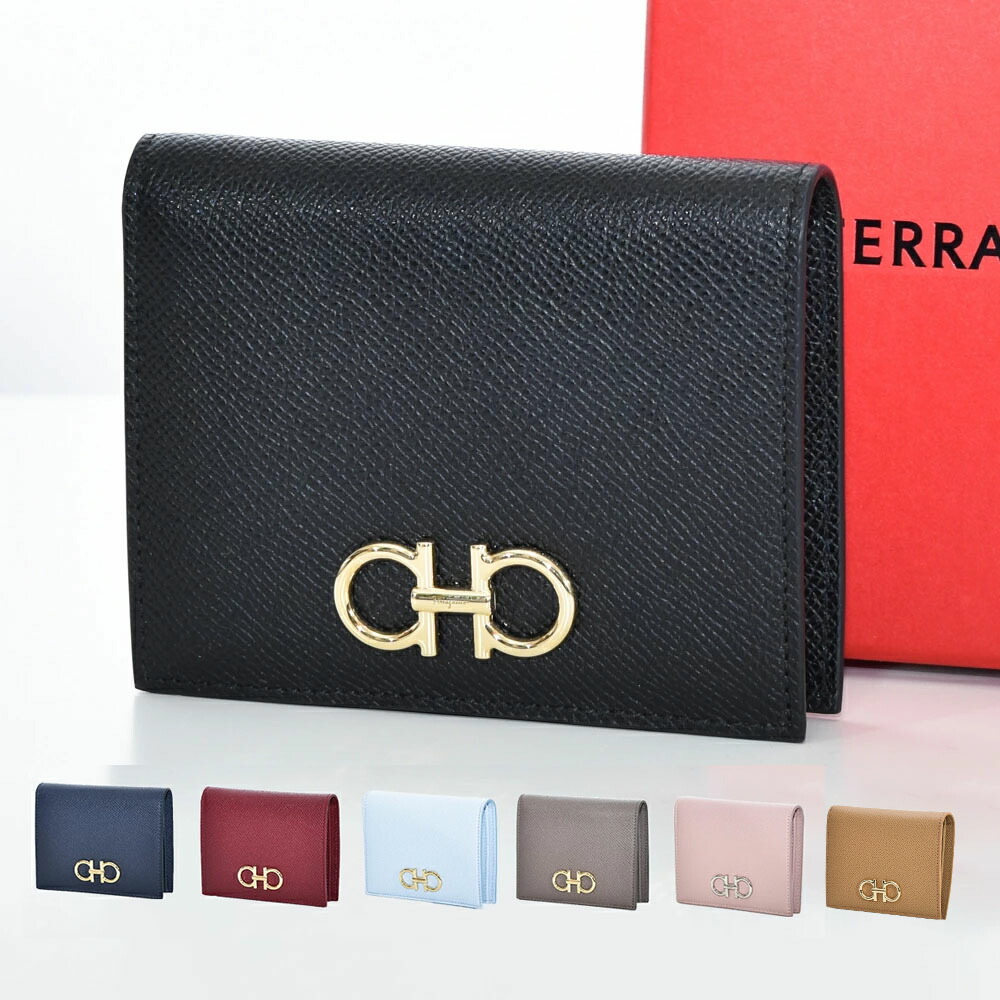 Salvatore Ferragamo 紙入れ 220656 774984 ２つ折り紙入れ 御釣り入れ有り ダブルガンチーニ レディース フェラガモ FERRAGAMO