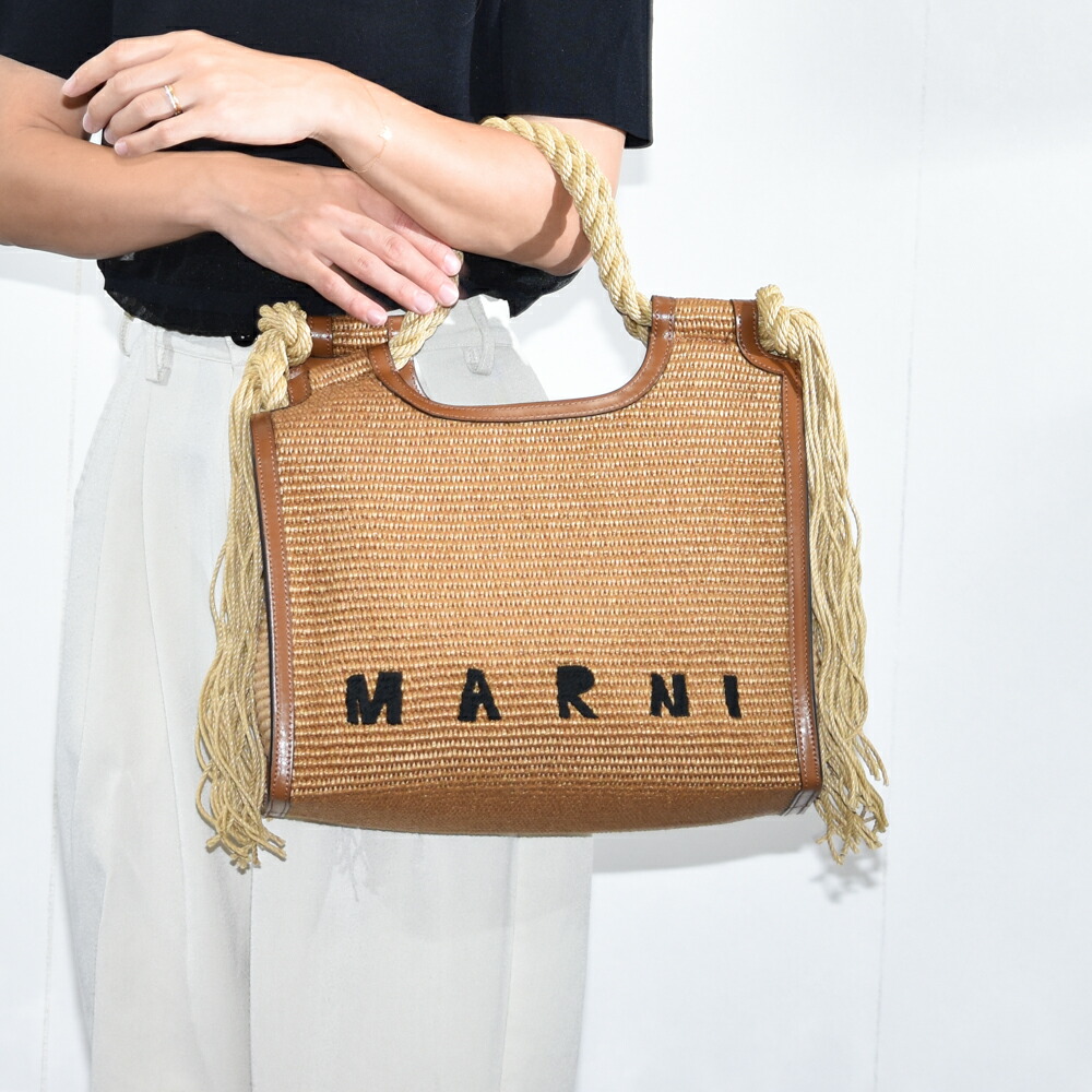 新品【marni】ラフィア ロープハンドルMARCELサマーバッグ MARNI - ロープハンドル付き MARCELサマーバッグ/ショッピング