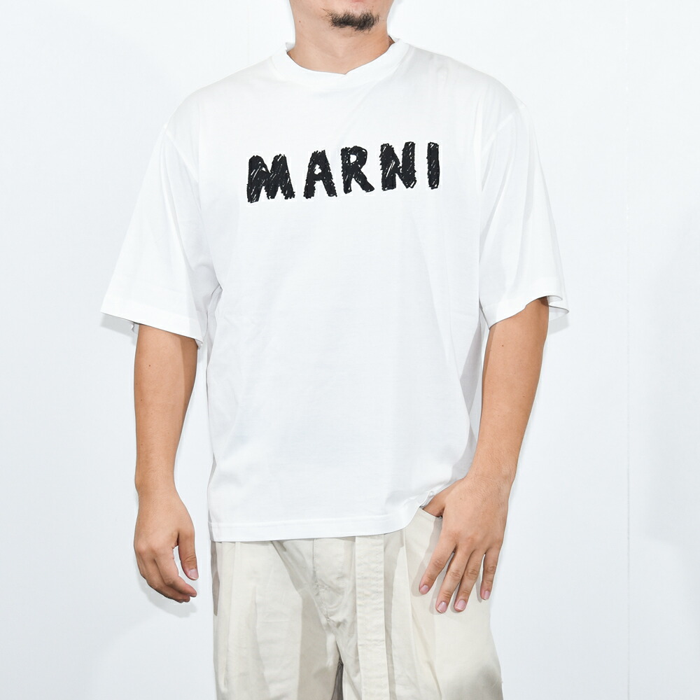 マルニ Tシャツ HUMU0223EP USCX24 クレヨン風ロゴ MARNI ホワイト 白 コットン｜MISH　店