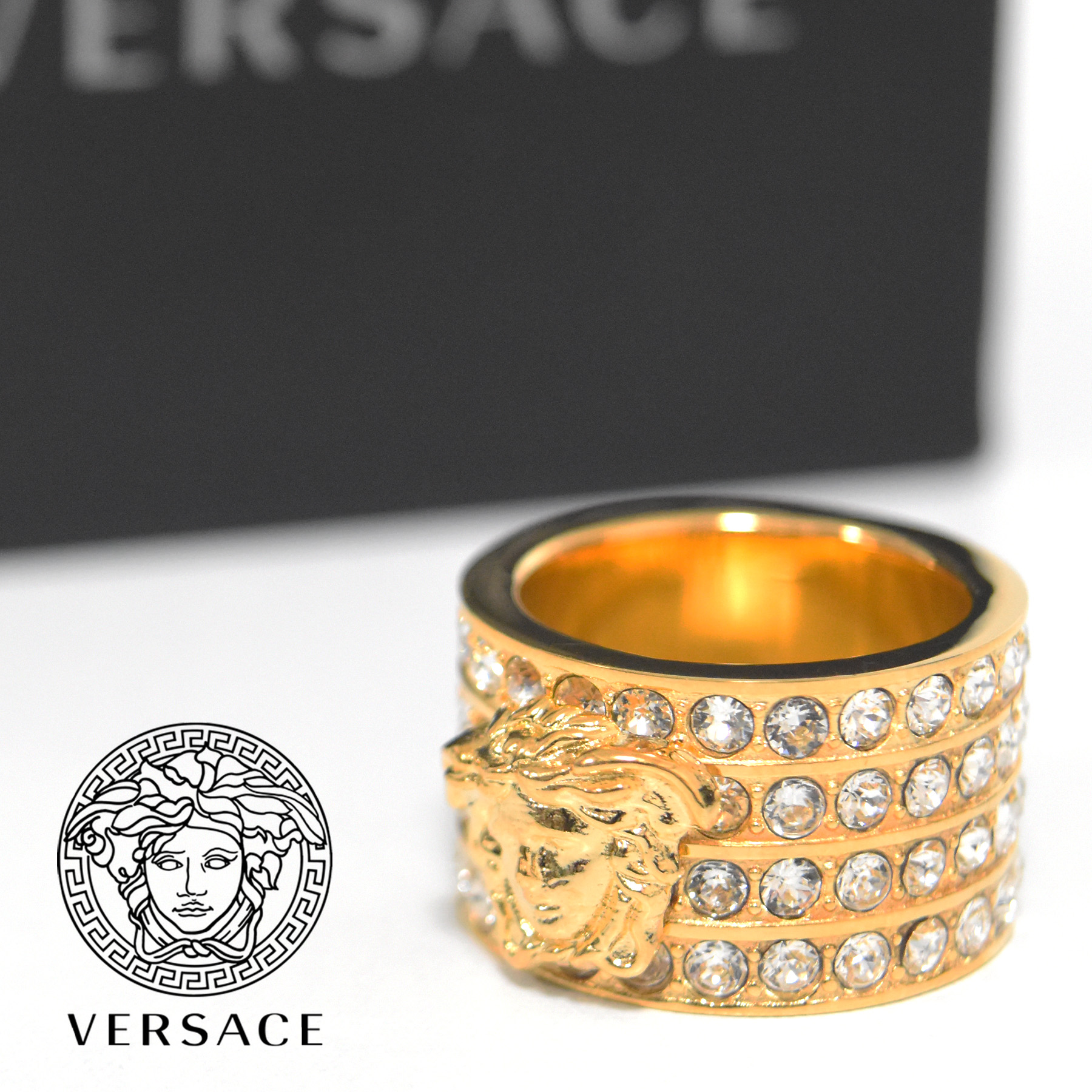 ヴェルサーチ versace 未使用 リング メデューサ ゴールド クリスタル