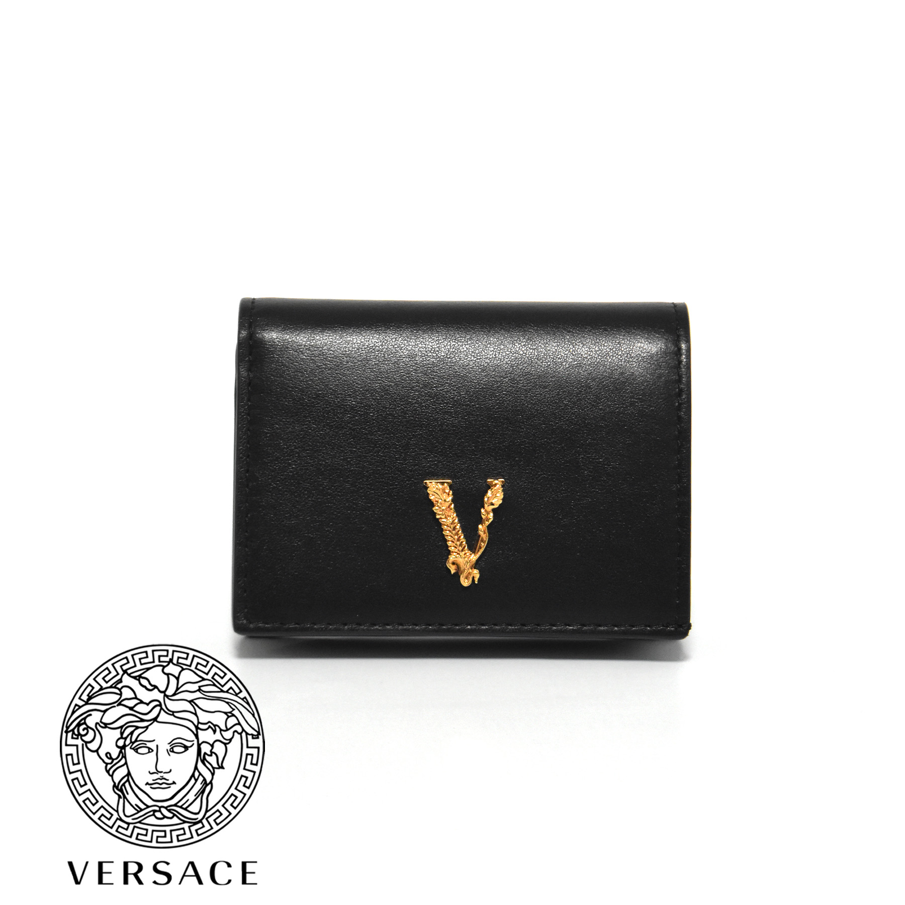 VERSACE 2つ折り財布 小銭入れ付き カーフスキン レディース 正規品販売！