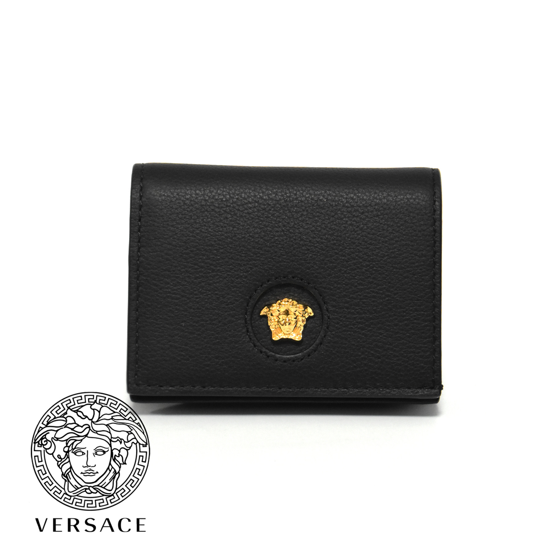 しましたが VERSACE - VERSACE ヴェルサーチ 2つ折り 財布 黒の通販 by