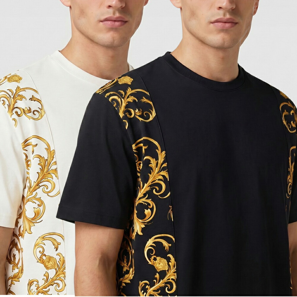 ヴェルサーチ Tシャツ メンズ 半袖 ブランド バロック クルーネック 1023084 ブラック 黒 ホワイト 白 VERSACE|MISH 店