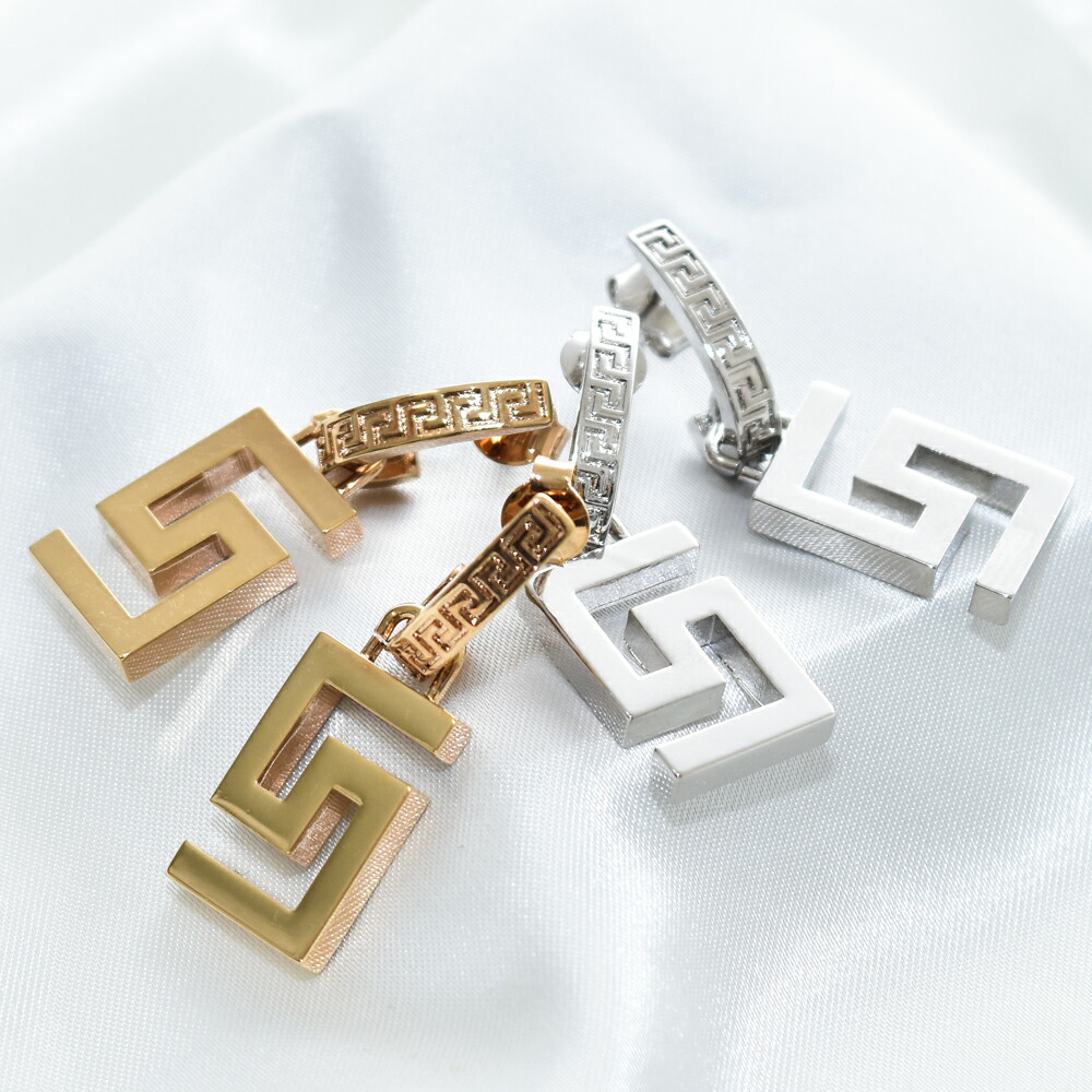 ヴェルサーチ ピアス ゴールド グレカ グリーク メンズ レディース ブランド ハイブランド VERSACE ヴェルサーチェベルサーチ アクセサリー 両耳 1008761｜MISH　店